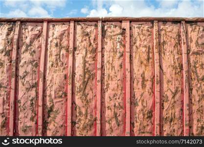 Rust spots on a steel container in The Hague, Netherlands.