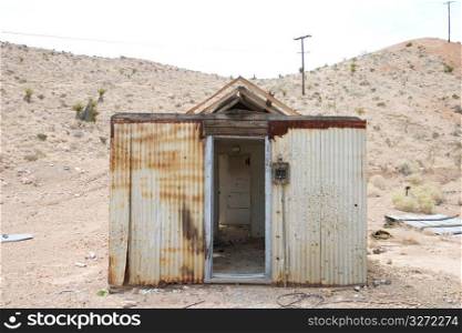 Rusted house in desert