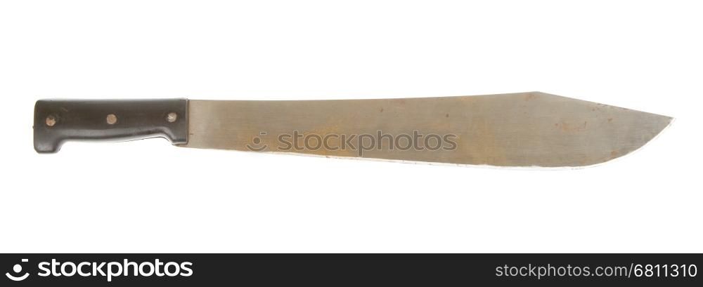 Rusted machete isolated on a white background