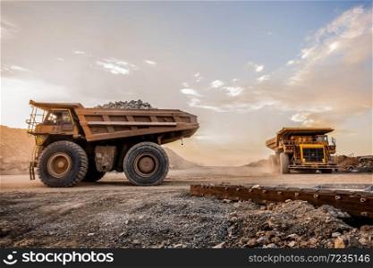 Rustenburg, South Africa, 10/15/2012, Dump Trucks transporting Platinum ore for processing