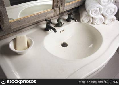 Rustic Bathroom Sink and Mirror