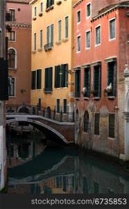 Rustic buildings on a canal, Venice, Italy