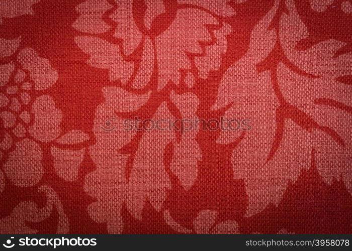 Rustic canvas fabric texture in red color.