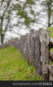 Rustic home made split rail fence in the mountains of North Carolina and virginia