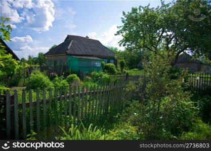 Rustic wooden house in the russian village