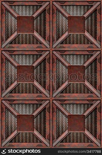 rusting crate. old rusting metal shipping or storage containers