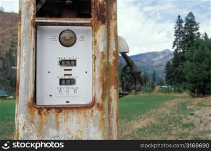 Rusting Gas Pump on Farm