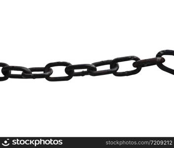 Rusty chain isolated on white background.