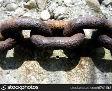 rusty chain. part of a rusty chain