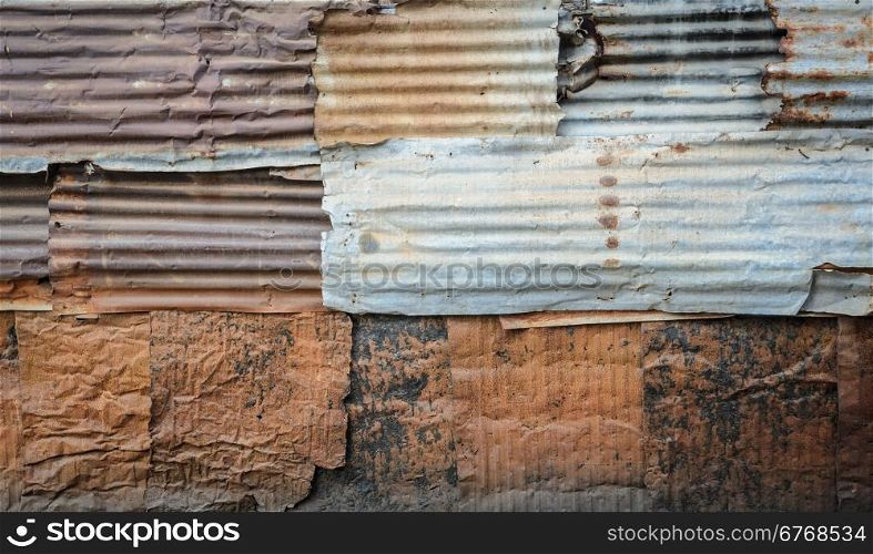 Rusty corrugated galvanize steel wall texture background