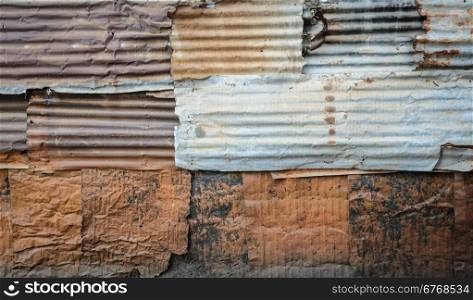 Rusty corrugated galvanize steel wall texture background
