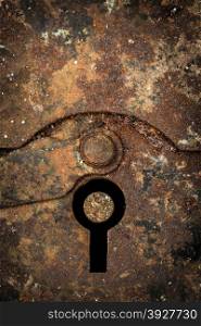 rusty keyhole close up background