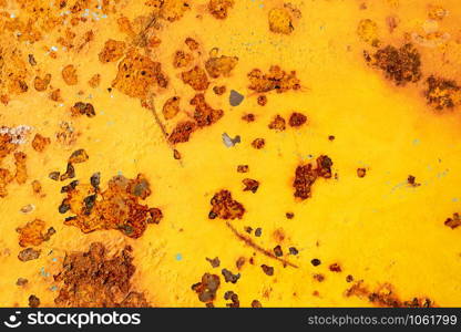 Rusty metal plate or old metal, Yellow steel metal rusty texture for background