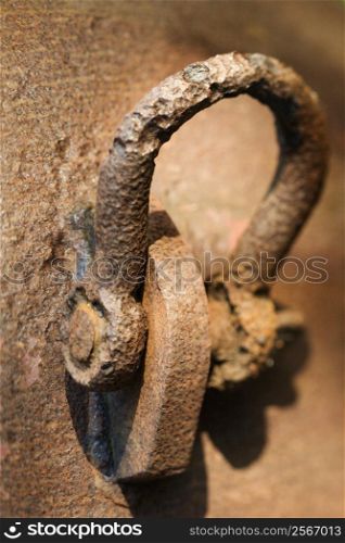 Rusty metal ring bracket.