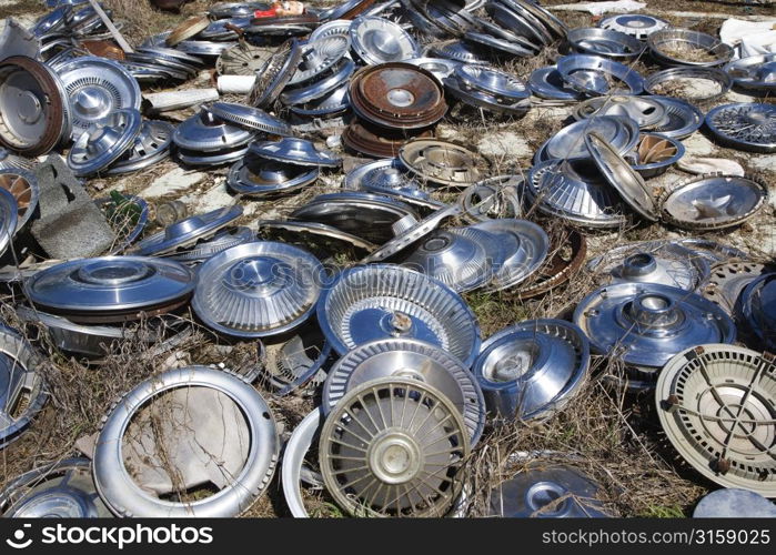 Rusty old hubcaps