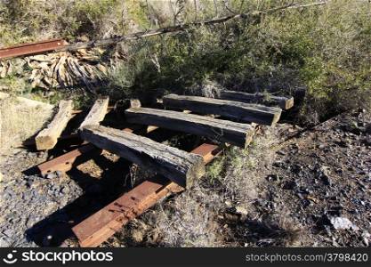 Rusty rails and abandoned coal mine