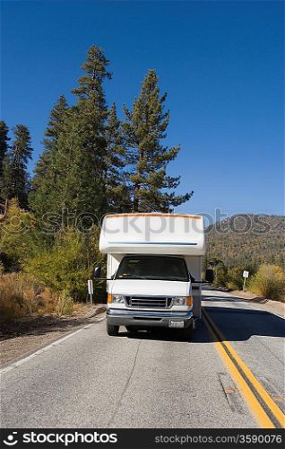 RV Driving on Mountain Road