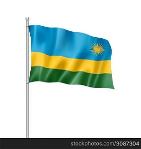 Rwanda flag, three dimensional render, isolated on white. Rwanda flag isolated on white