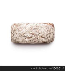Rye baked bread isolated on white background. Top view. Rye baked bread