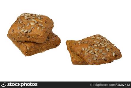 Rye bread rolls for sandwiches isolated on white background
