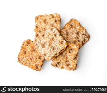 rye crispbread isolated on white background. With clipping path