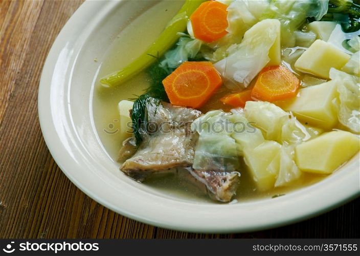 S?chsische fleckensuppe - German soup with pork tripe
