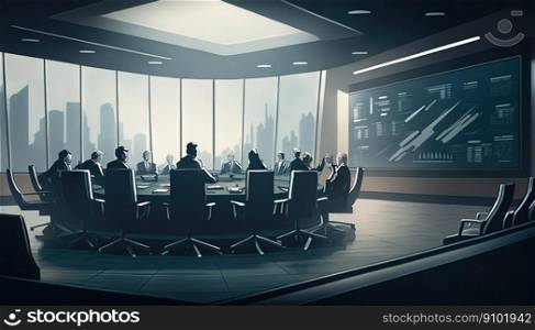 S≤ek, modern conference room fil≤d with bankers and financial experts. Ge≠rative AI.. S≤ek, modern conference room fil≤d with bankers and financial experts. Ge≠rative AI