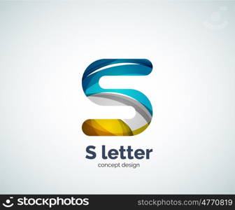 S letter business logo, modern abstract geometric elegant design. Created with waves