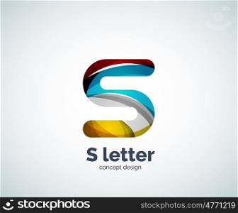 S letter business logo, modern abstract geometric elegant design. Created with waves