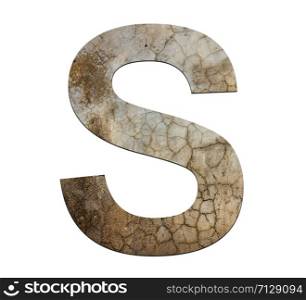s letter cracked cement texture isolate
