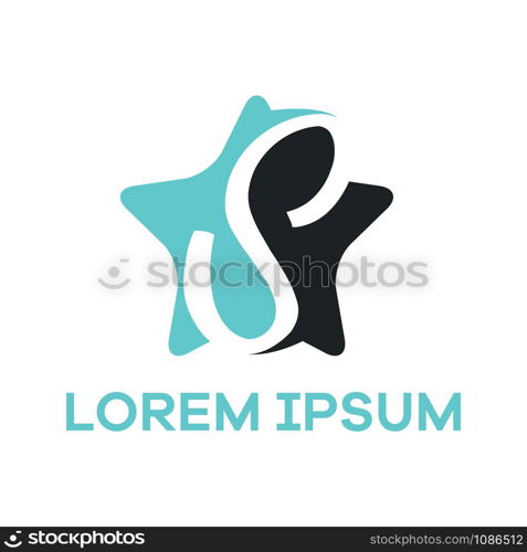 S letter logo design. Letter s in star shape vector illustration.