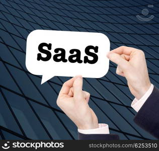 Saas written in a speechbubble