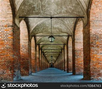 Sabbioneta, Mantua, Italy, the colonnade known as La Galleria, Italy, Europe. Sabbioneta, Mantua, Italy, the colonnade known as La Galleria, Italy.