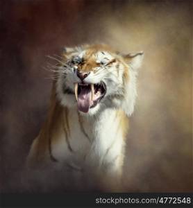 Sabertooth tiger portrait.Digital art. sabertooth tiger portrait