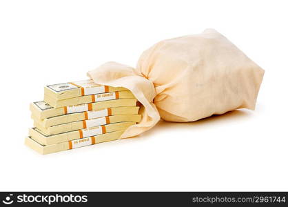 Sacks of money isolated on the white