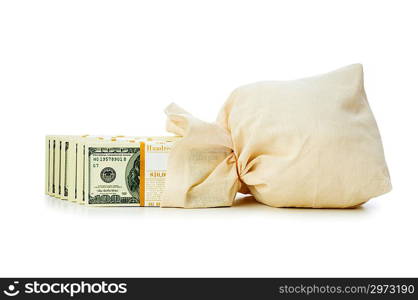 Sacks of money isolated on the white