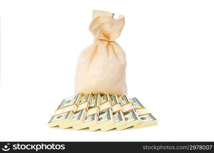 Sacks of money isolated on the white