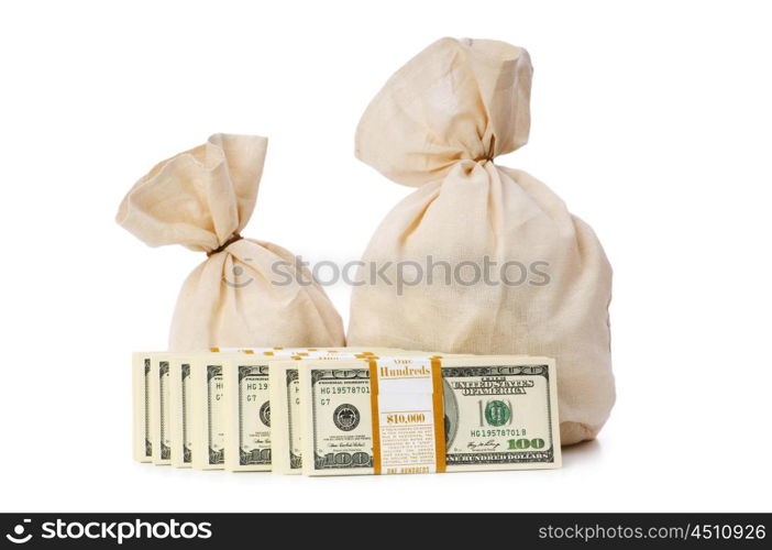 Sacks of money isolated on the white