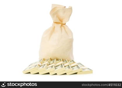 Sacks of money isolated on the white