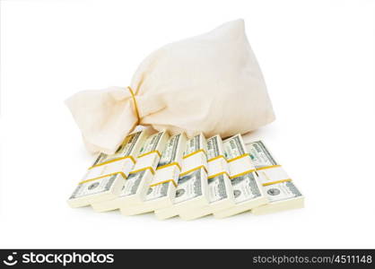 Sacks of money isolated on the white