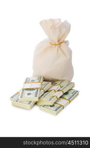 Sacks of money isolated on the white