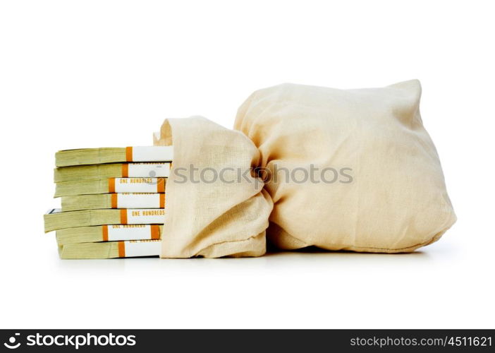 Sacks of money isolated on the white