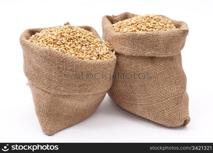 Sacks of wheat grains