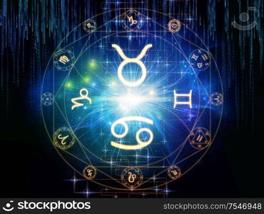 Sacred geometry and Zodiac symbol composition on the subject of magic and the occult