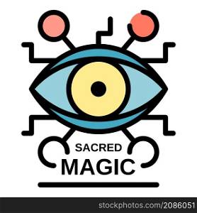 Sacred magic eye icon. Outline sacred magic eye vector icon color flat isolated. Sacred magic eye icon color outline vector