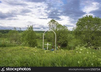 Sacred spring in honor of Saint Jonah, Metropolitan of Moscow and All Russia, Odushevo village, Soligalichsky district, Kostroma region, Russia.