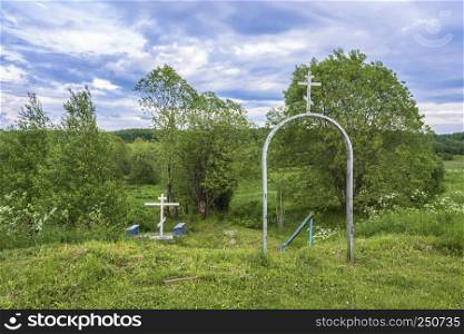 Sacred spring in honor of Saint Jonah, Metropolitan of Moscow and All Russia, Odushevo village, Soligalichsky district, Kostroma region, Russia.
