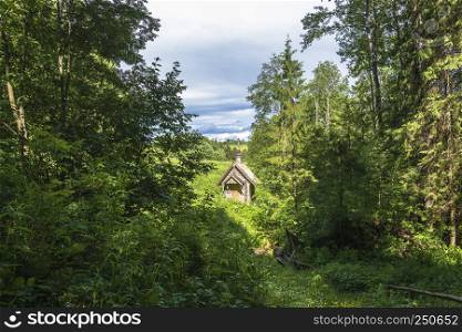 Sacred spring in honor of the Nativity of the Most Holy Mother of God, village Bogorodskoe, Galich district, Kostroma region, Russia.