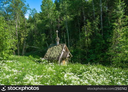 Sacred spring in honor of the Nativity of the Most Holy Mother of God, village Bogorodskoe, Galich district, Kostroma region, Russia.