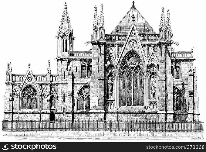 Sacristy of Notre Dame, vintage engraved illustration. Paris - Auguste VITU ? 1890.